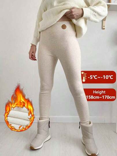 Damen Winter Leggings Thermisch Samt Baumwolle Schlankheits-Strumpfhosen mit Fleece Hose Schwarz Stretch Aprikose Dick Warm Thermo Leggings für Frauen