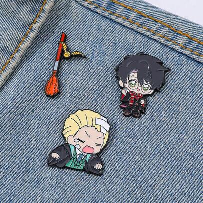 Warner Bros 1/3 Pcs Magical Adventure Cartoon Brooch Creative Harry Potter Enamel Pin Backpack Clothing Jewelry Metal Badge Accessories Festival Gift
