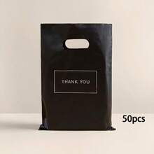 100pcs/50pcs/20pcs Reusable Black Plastic Shopping Bags - Ideal For Gifts, Christmas, Parties, Shops And Boutiques - 50pcs - View 13