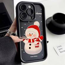 Funda de teléfono de muñeco de nieve navideño adecuada para Apple 15promax, funda de silicona suave mate para iPhone14plus 13 1211 - Café frío - Ver 1
