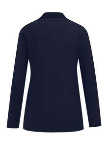 cimmuovere Women's Solid Color Functional High-Stretch V-Neck Long Sleeve Scrubs Top, Nurse Scrubs Workwear For Dentist, Healthcare, Laboratory Spring Fall - Navy Blue - View 2