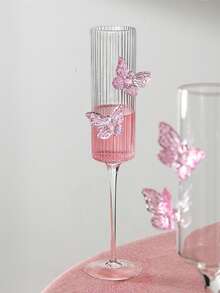 1pc Creative Butterfly Stem Glass Cocktail Wine Glass, High-End Gift For Women, Romantic Party Glassware - Transparent - View 6