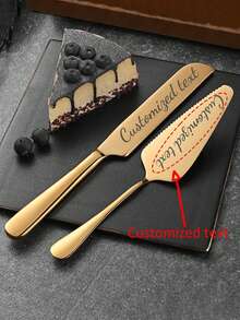 Customized Engraved Cake Cutting Tools Set, Wedding Cake Set, Memento, Wedding Gift, Stainless Steel Cake Knife, Server, Utensil Set, Home, Hotel, Restaurant, Bakery Tool, Cheese Pizza Knife, Personalized Wedding Cake Cutting Set, - Multicolor - View 14