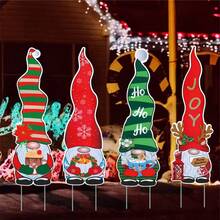 4 Large Christmas Gnome Garden Signs With Stakes Outdoor Christmas Gnome Decorations Festive Giant Gnome Christmas Ornaments Perfect For Outdoor Gardens, Yards, And Lawns Christmas Party Supplies - Multicolor - View 3