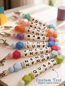 1 Pc Customized Round Silicone Bead Keychain, Personalized English Letters, Name Keychain, Bag Accessories, Gifts For Relatives And Friends