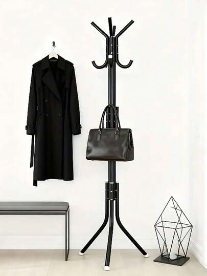 Perchero de metal resistente con 8 ganchos - Fácil de montar, ahorra espacio, adecuado para el hogar, la oficina y las tiendas minoristas - Perchero resistente y duradero para colgar bufandas, sombreros, bolsos y abrigos; Diseño minimalista moderno - Perfecto para entradas, armarios y exhibiciones de boutique - (Negro/Blanco), Almacenamiento de entrada, Apariencia elegante, Estructura resistente y duradera, Perchero multifuncional, Almacenamiento para el hogar.