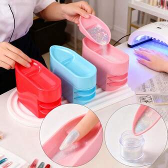 1 st dubbelskiktad avtagbar förvaringslåda för nagelkonstglitter nagelstenar och pärlor förvaringsbehållare för skrivbordsplast puderåtervinningslåda för salongsbruk multifunktionell förvaringslåda för nagelkonst