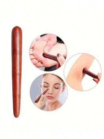 1pc Pear Wood Flower Massage Stick - Natural Acupressure Tool For Foot, Back & Sciatica, Chemical Free, Relaxation Aid | Traditional Design | Smooth Finish, Gua Sha, Lymphatic Drainage, Cellulite, Back Scratchers, School, Back To School, Travel, Travel Essentials, Home Essentials, Spa, Massage Tool, Massage, Massager, Spa