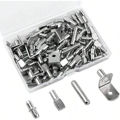 104 Pcs Shelf Pegs Kit, Upgraded Shelf Pins 4 Styles, 5mm 1/4inch Nickel Shelf Support Pegs, Cabinet Shelf Pegs Shelves, Shelf Support Bookshelf Kitchen Cabinet Shelf Pegs.