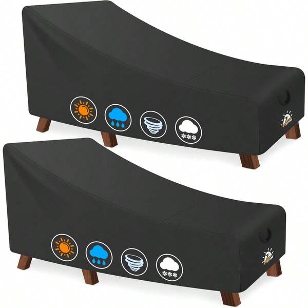 Outdoor Lounge Chair Cover 2 Pack Waterproof Patio Chaise Lounge Chair Cover 600D FadeResistant Outdoor Seating Covers For Pool Lounge Chair Lawn Bench Furniture 80 X 32 X 32 Inch