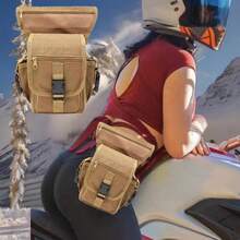 1PCS Cycling Leg Bag Outdoor Thigh Pack, Tactical Molle Waist Pack With Multi-Layer Storage Compartments, Adjustable Straps For Mountain Biking Motorcycle Riding Hiking Travel Festival Essentials EDC Gear - 卡其色 - 查看 2