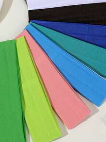 10条装女士纯色运动风发带，适合户外时尚休闲场合，多巴胺秋冬季女士发带，适合度假装扮，优雅围巾式女士头巾，柔软头巾