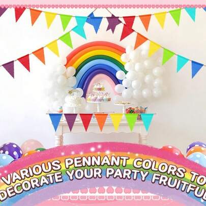 56 piezas de Banderas de fiesta de cumpleaños de colores, decoraciones navideñas Banderas de gallardetes de colores para decoración colgante de bodas, decoración de fiesta de cumpleaños con tema de carnaval, actividades al aire libre, decoración de aula, celebración al aire libre, decoración del hogar, decoración de globos de cumpleaños, celebración de vacaciones