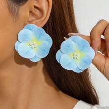 Cross-Border 3D Colorful Large Butterfly Orchid Earrings Fresh Atmosphere Realistic Floral Earrings - 30817-ear-blue-eP - View 13