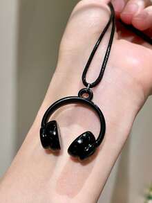 1pc Earphone Necklace, Red/Black/Silver/Ombre Pink/Ombre Purple Earphone Necklace, Unique & Fun Necklace, Holiday & Party Gift Necklace, Suitable For Gatherings, Daily Wear And Theme Parties