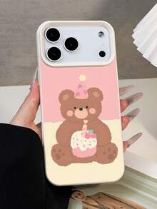 1 szt. Minimalistyczny, słodki miś, wzór urodzinowy, wodoodporny, antypoślizgowy, miękki futerał na telefon, odpowiedni na urodziny, prezent świąteczny dla przyjaciół, rodziny, par, kompatybilny z Apple, telefonami