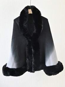 1pc Acrylic Knitted Fabric Faux Mink Collar Plain Color Cape Shawl, Elegant Vintage Style Suitable For Qipao And Evening Dress, Short Knitted Cardigan Jacket For Autumn/Winter - Multicolor - View 11