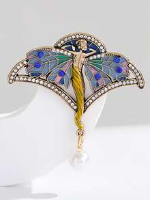 Broche de estilo vintage con cristales y diseño de alas de abanico - Elegante broche de hada para abrigos, trajes, chaquetas - Accesorio para Navidad/Acción de Gracias/Halloween, incrustación retro para blusas y chaquetas