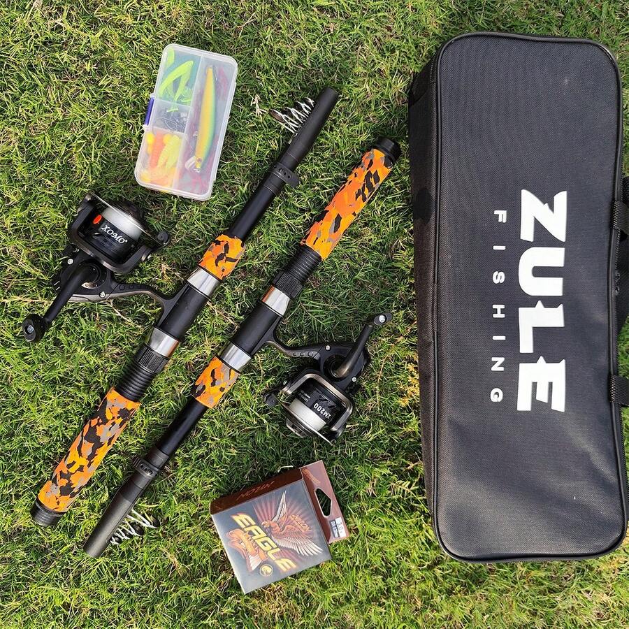 2.1m/6.89ft Fishing Rod And Reel Combo Set, Telescopic Lure Rod & Sea Fishing Rod With Reel, Fishing Bait, Hooks, Line, Full Fishing Gear Kit, Suitable As Christmas Gift