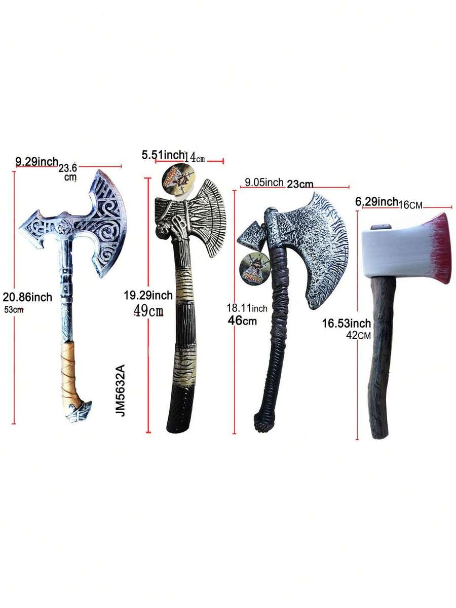 1pc Caribbean Pirate Axe Adult Toy, Halloween Costume Role Play Prop - Multicolor - View 1