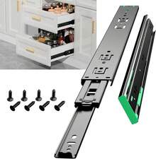 Rieles para Cajones, 50CM/20 Rieles Para Cajones Cierre Suave, 3 Secciones de Extensión Completa con Rodamiento de Bolas, Soporte Lateral Telescópico para Armario, Capacidad de Libras - Cierre Suave - Ver 2