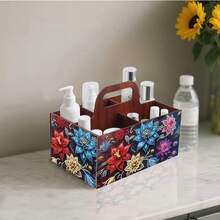 Bộ dụng cụ vẽ tranh kim cương DIY 1 chiếc, Bộ hộp đựng cầm tay, Chủ đề hoa nhiều màu, Trang trí khảm đá, Hộp đựng đồ trang trí lắp ráp bằng gỗ, Dùng để trang trí nhà cửa - Nhiều màu - Xem 16