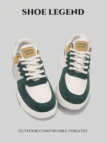 （尺码偏小）男士休闲随机印花低帮平底运动鞋，时尚舒适，百搭户外徒步鞋，情人节礼物佳选，完美搭配运动牛仔裤