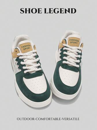 (ขนาดเล็กกว่าปกติ) รองเท้าผ้าใบฟลัตท็อปกีฬาชายแบบสบายๆ พิมพ์ลายสุ่ม มีความแฟชั่น สบาย อเนกประสงค์ สำหรับใส่เดินป่า