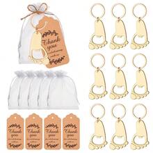 Charming Footprint Keychain Bottle Openers - 24 Pcs In Elegant Blue Gift Box - Multicolor - View 3