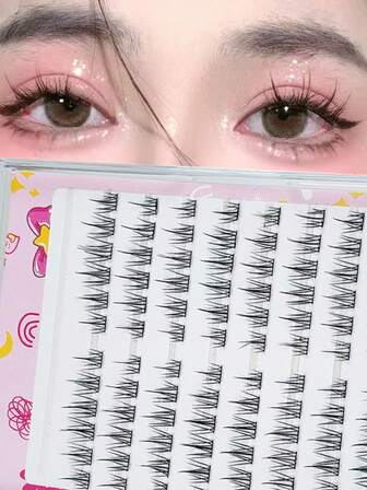 LIMEIKAI 96片8排免胶假睫毛 向日葵免胶假睫毛 大容量无胶假睫毛