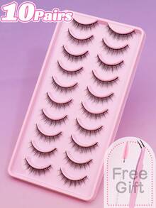 1/5/10对超薄自然假睫毛，1盒，蓬松柔软浓密3D水貂毛假睫毛，纤长纤细睫毛，凌乱睫毛根部，多层假睫毛，短而浓密假睫毛 - 自然纖長款 - 查看 15