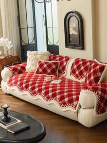 1件加厚绒面沙发套，提花秋冬沙发垫，保暖柔软，宠物友好，防污防刮，四季皆宜，适用于客厅、卧室、户外，适合1/2/3/4人沙发