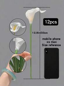 50支/30支/20支/10支/22支/18支/5支/1支 白色仿真花，丝绸马蹄莲和百合，13.4英寸，适用于母亲节、复活节、家居、厨房、婚礼装饰 - 也适用于婚礼装饰、新娘背景道具、花束、胸花、腕花、婚礼拱门、派对装饰、礼品装饰、餐厅中心摆件 - 白色 - 查看 19