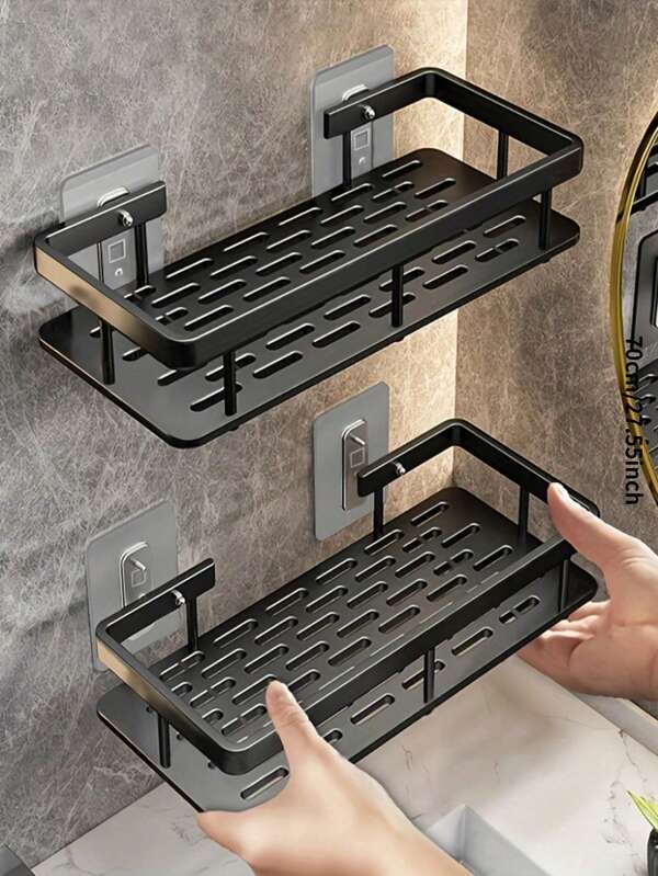 Estantería de plástico ABS de gran capacidad sin taladro, estantería de almacenamiento de baño y cocina de moda, ahorro de espacio, fácil de instalar, decoración interior moderna, para cosméticos y artículos esenciales, estantería de cosméticos, acabado blanco liso, estantería de fácil instalación, estantería de baño, ducha de autocaravana