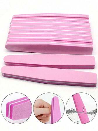10 piezas de limas de uñas de esponja rosa de 100/180 granos, bloques de pulido profesionales para manicura, accesorios