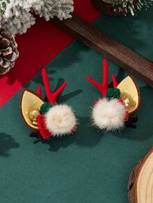 2pcs Cute & Elegant Reindeer Antler Headband, Suitable For Christmas Holiday Outfit - Multicolor - View 2