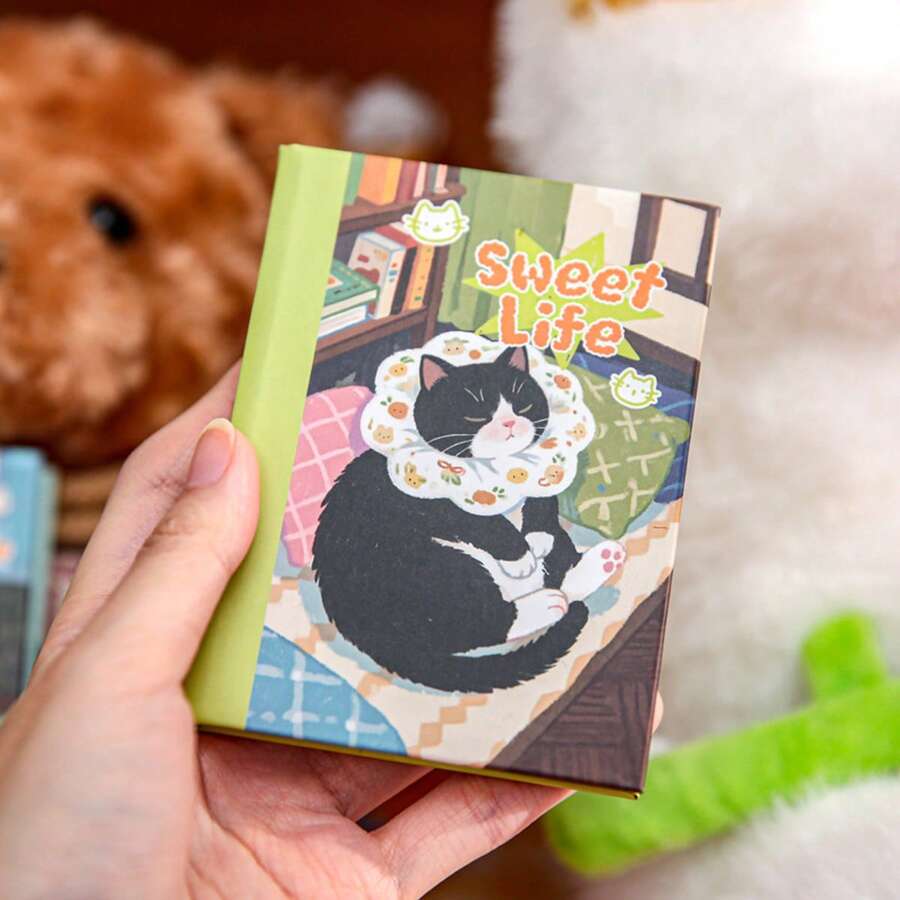 A7 Mini Pocket Notebook Cat Series, Student Memo Notepad, 80 Blank ...