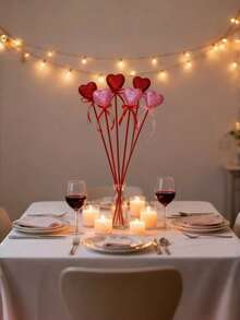 10 chiếc que xốp hình trái tim lấp lánh cho ngày Valentine, que trang trí hoa cho bàn tiệc, bình hoa, đồ thủ công cưới, cắm hoa, phụ kiện trang trí lễ hội DIY cho ngày Valentine, đám cưới, sinh nhật, tiệc tùng, trang trí bánh kem (Màu hồng và đỏ) - Nhiều màu - Xem 3