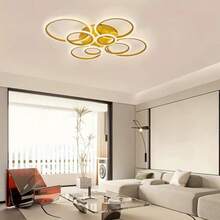 8环亚克力豪华大型室内吸顶灯，创意设计，高亮度，每环包含3色可调LED灯泡，照明范围可达30平方米，适用于卧室、客厅、餐厅、别墅及其他室内空间。