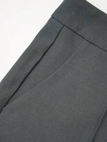 Women's Chic Versatile Casual All-Match Gray Straight Leg Pants, Made Of Lightweight Stretchy Polyester Fabric - Grey - View 8