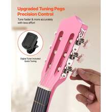 Classical Guitar, 38 Inch, Wood Classical Guitar Starter Kit For Beginners, With Nylon Strings, Gig Bag, Strap, Tuner, Extra Strings, Picks, Capo, Basswood, For Teenagers Adults Students, Pink - 38-inch Pink - 查看 2