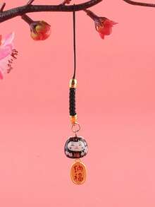 Pingente de Gato da Sorte Cerâmico, Cordão DIY para Celular, Pingente de Gato da Sorte para Celular, Enfeite de Bolsa, Suporte para Pen Drive