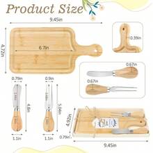 6 Sets Baby Shower Gifts For Guests Prizes Bridal Shower Prizes For Game Winners Cheese Board Gift Set With Charcuterie Boards Knives Forks Thank You Card Gift Box For Celebration Events And Guest Appreciation - Wood - View 3
