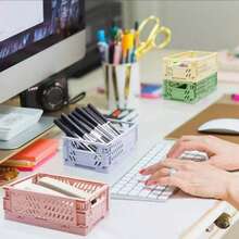1 szt. składany kosz do przechowywania, składane pudełko do przechowywania na biurku, kosz do przechowywania artykułów papierniczych dla uczniów, kosz do przechowywania kosmetyków, mały kosz do układania w stosy