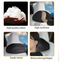 Soft Car Headrest For Model 3  X Highland Juniper Accessories Complies With The Original OEM Factortandards No Pressure No Odor Easy To Clean Pain Relief Car Neck Pillow 2pc Black For Enhanced Driving Comfort And Support In Daily Commuting And Long-Distance Travel - NeckPillowBlack2pc - View 4