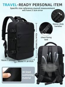 LONNKE Vacuum Compression Backpack - Airline Approved, Lightweight & Spacious, Multi-Functional Travel & Business Bag, With Adjustable Shoulder Straps, Water Bottle Pocket, Laptop Compartment, Nylon Lining, Luggage Strap, Washable, Travel Essential | Adjustable Strap Backpack | Zipper Closure, Travel Backpack - Multicolor - View 5