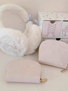 1 pieza Monedero con ranuras para tarjetas, portamonedas y portaidentificación con diseño de oso de dibujos animados en relieve y gran capacidad - Multicolor - Ver 4