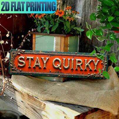 1pc Vintage "Keep Weird" Metal Sign - Rustic Iron Wall Art, With Distressed Orange And Black Design, 15.75" X 3.94" - Perfect For Home, Farmhouse, Bar, Cafe, Garage, Porch, Bedroom Decor - , Easy To Install, Great Gift Idea, Metal Wall Art Decor, Ideal For Room Decoration