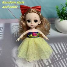 新款6.3英寸时尚女孩娃娃 1/8 BJD娃娃，可爱妆容，可动关节，裸素体 OB11，卡哇伊卡通3D逼真眼睛，漫画脸，卡哇伊娃娃服装，派对礼物，时尚美丽的薄纱连衣裙娃娃 - 彩色 - 查看 15
