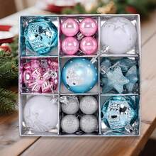 35Pcs Multi Colored Plastic Christmas Pendant Set Creative Plastic Decorative Ball Christmas Tree Hanging Decoration - Blue - View 3